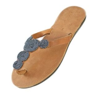 Swahili Coast Beaded Leather Thong Sandals – Size 9 handmade